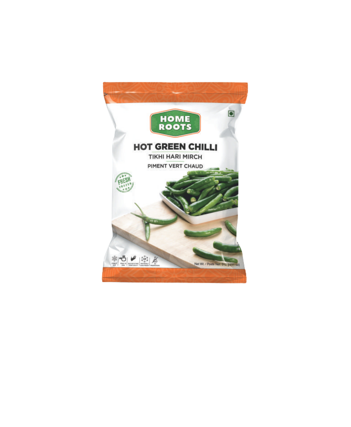 Homeroots Frozen Green Chilli (200 gm)